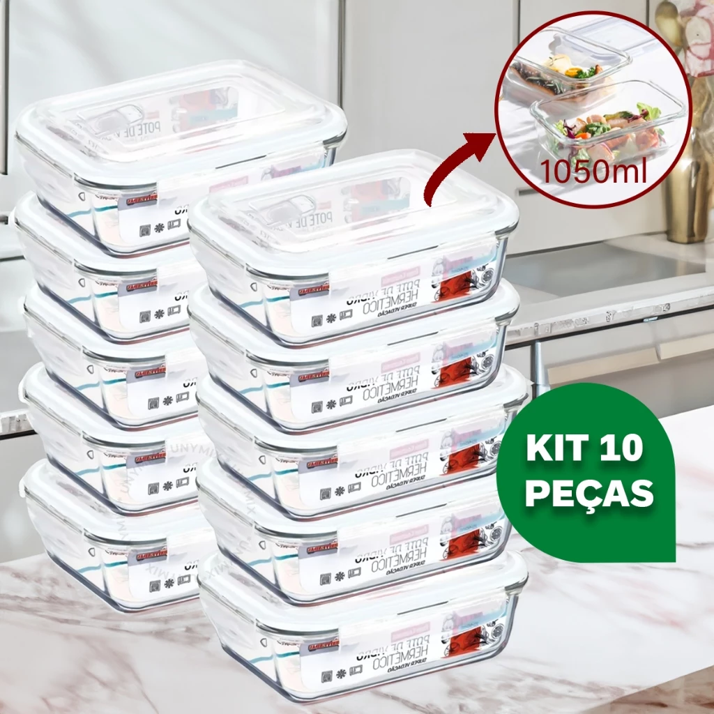 Kit de Potes de Vidro Hermético